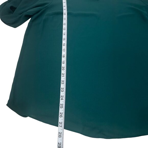 Apt. 9 Womens Long-Sleeve Blouse SZ XL Green Keyhole Neck Lightweight Polyester - Picture 6 of 12